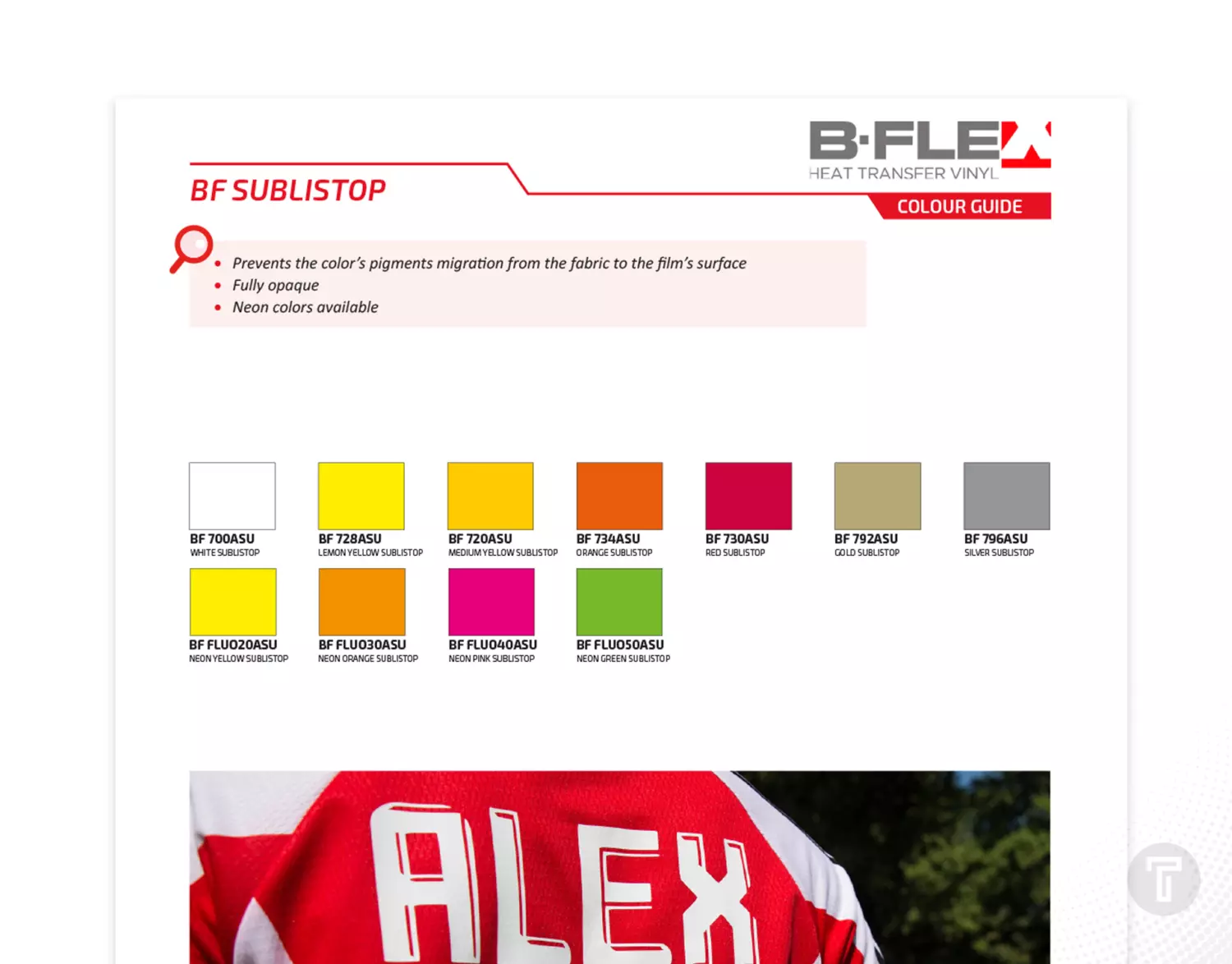 Bf sublistop kleurenkaart detail