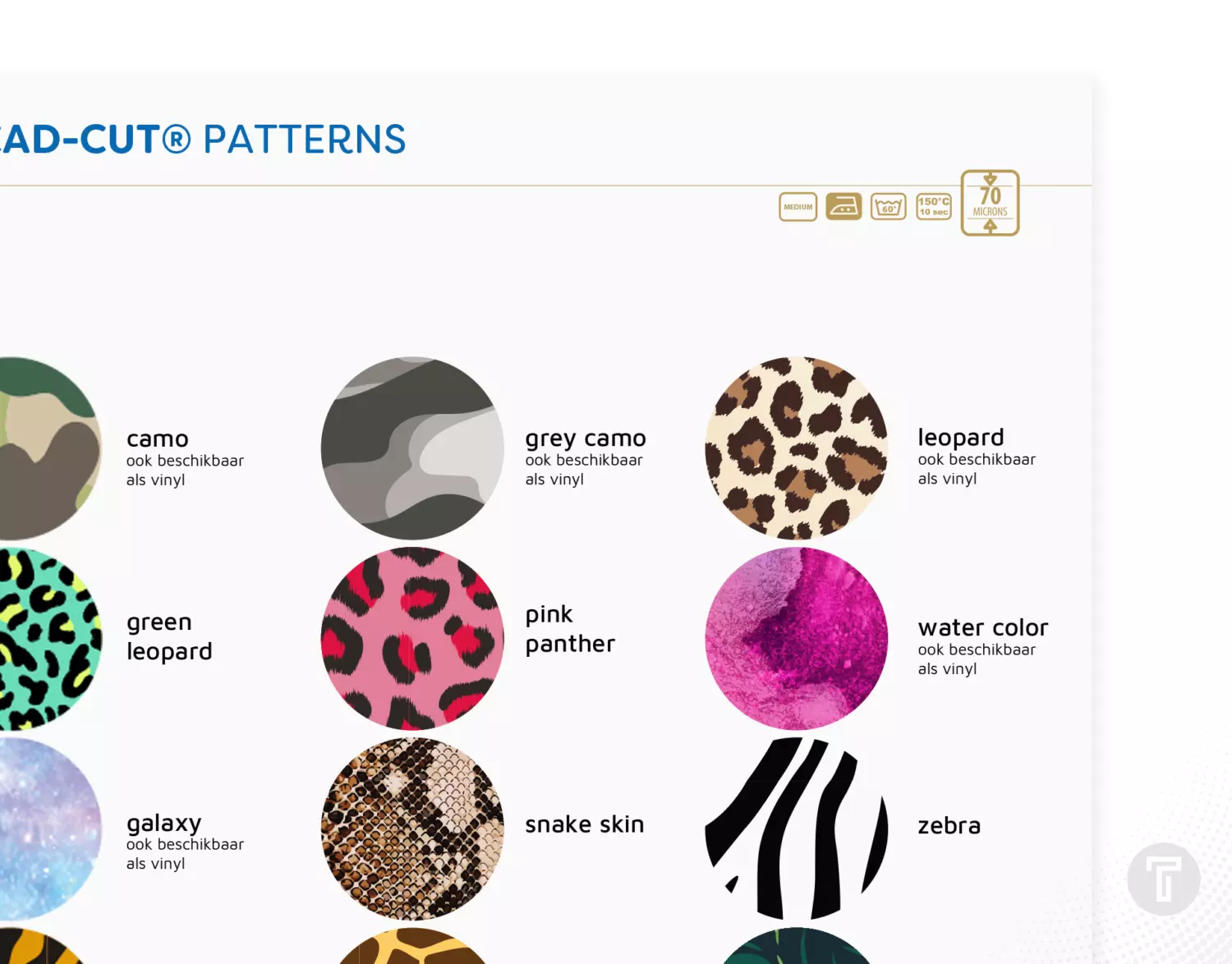 Cad cut patterns kleurenkaart details